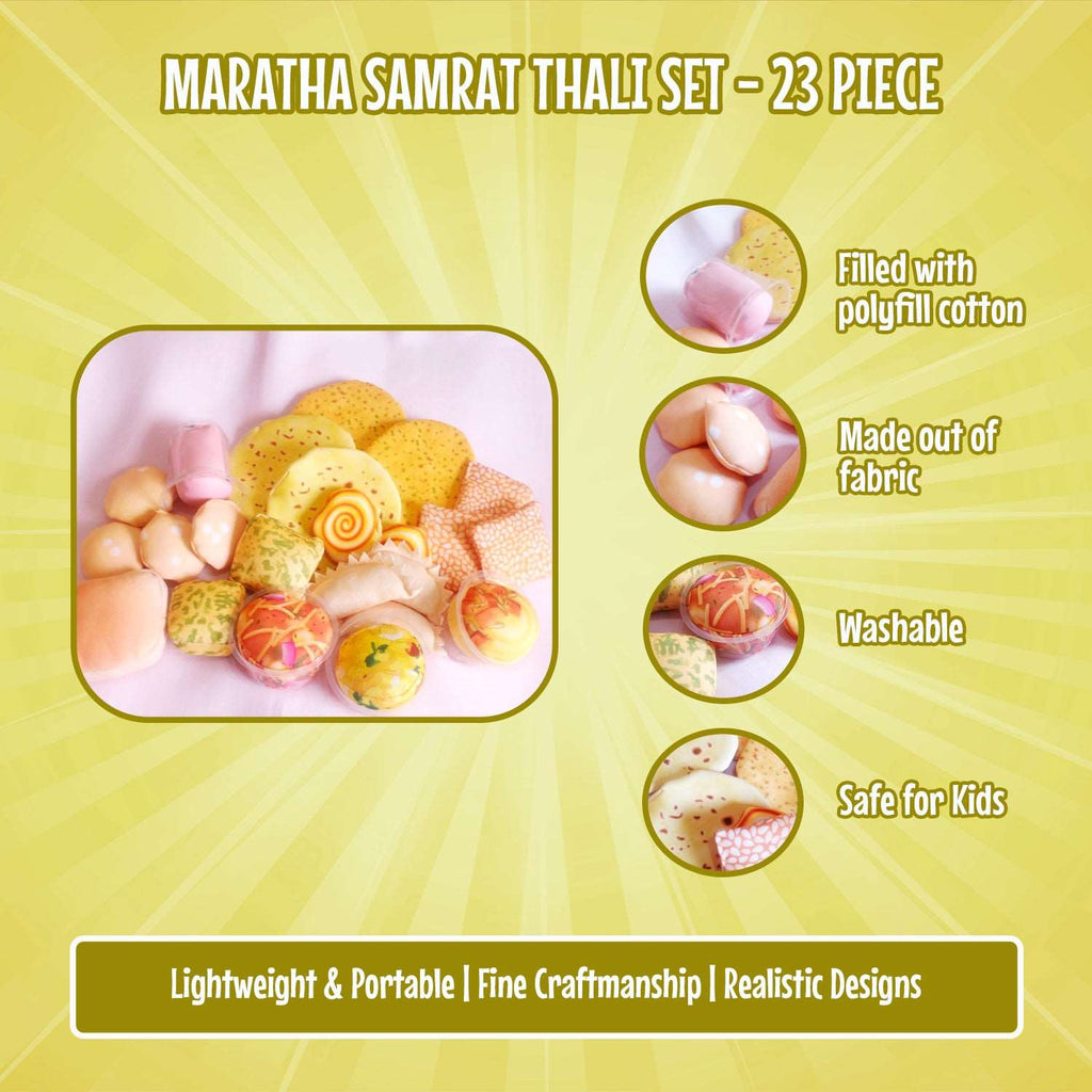 The Small Wonderland Maratha Samrat Thali -Maharashtrian food Inspired pretend Fabric Toys