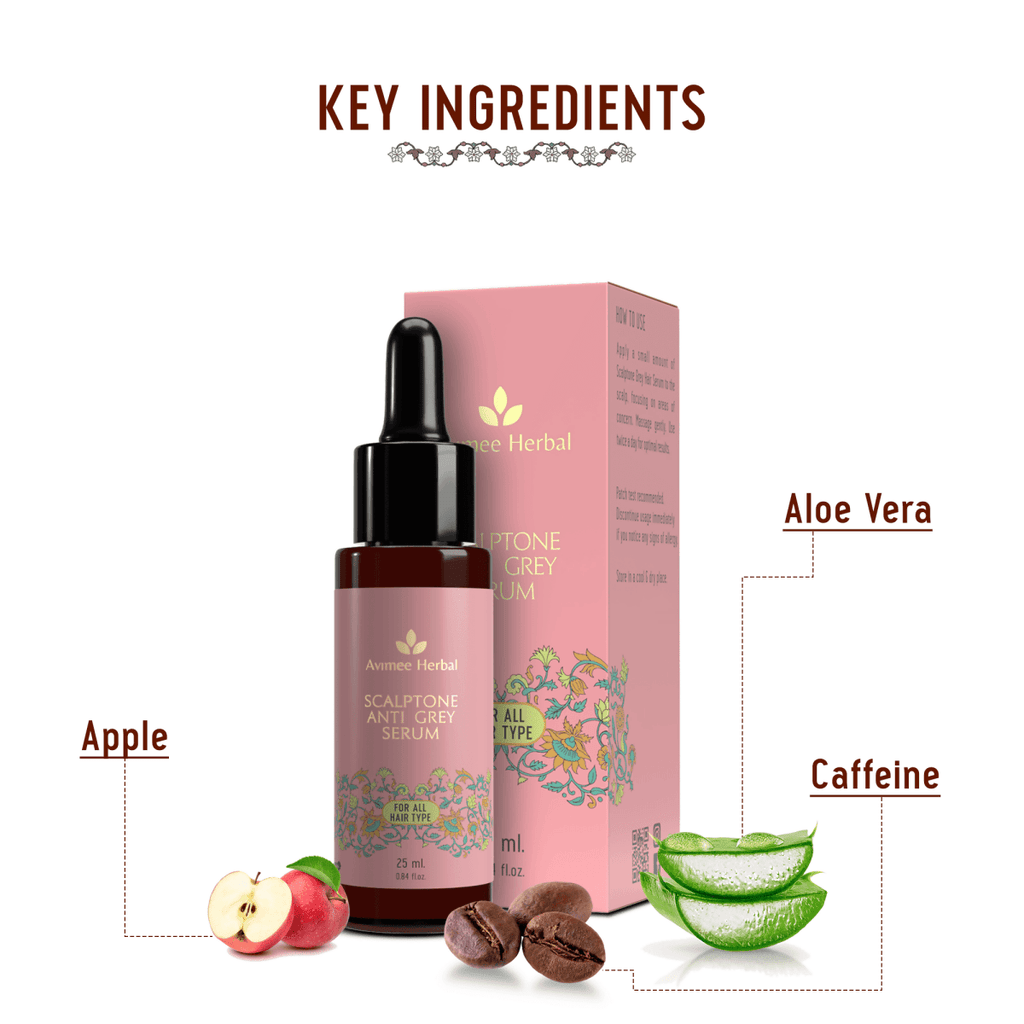 Avimee Herbal Anti Grey Hair Combo - Keshkrishna Hair Oil And Scalptone Grey Hair Serum, Restores Natural Color