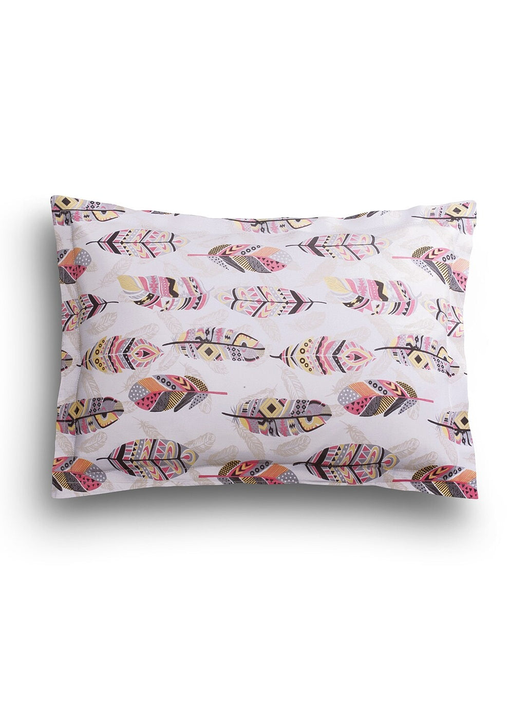 SEJ by Nisha Gupta White & Pink 144 TC Cotton King Bedsheet with 2 Pillow Covers