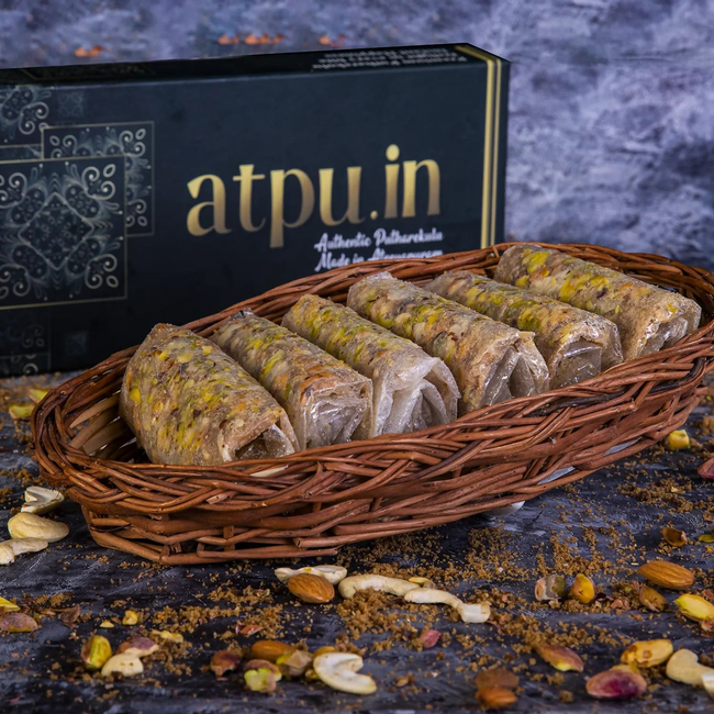 ATPU’s Traditional Dry Fruits Putharekulu with Jaggery (Bellam) Hover Image
