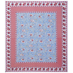 Rudra Bazaar Red Blue 210 TC Cotton Double King Bedsheet With 2 Pillow Covers