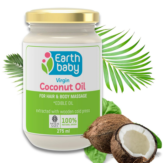 Earthbaby Virgin Coconut Oil - Cold Pressed Oil For Body Massage Skin & Hair Care Hover Image