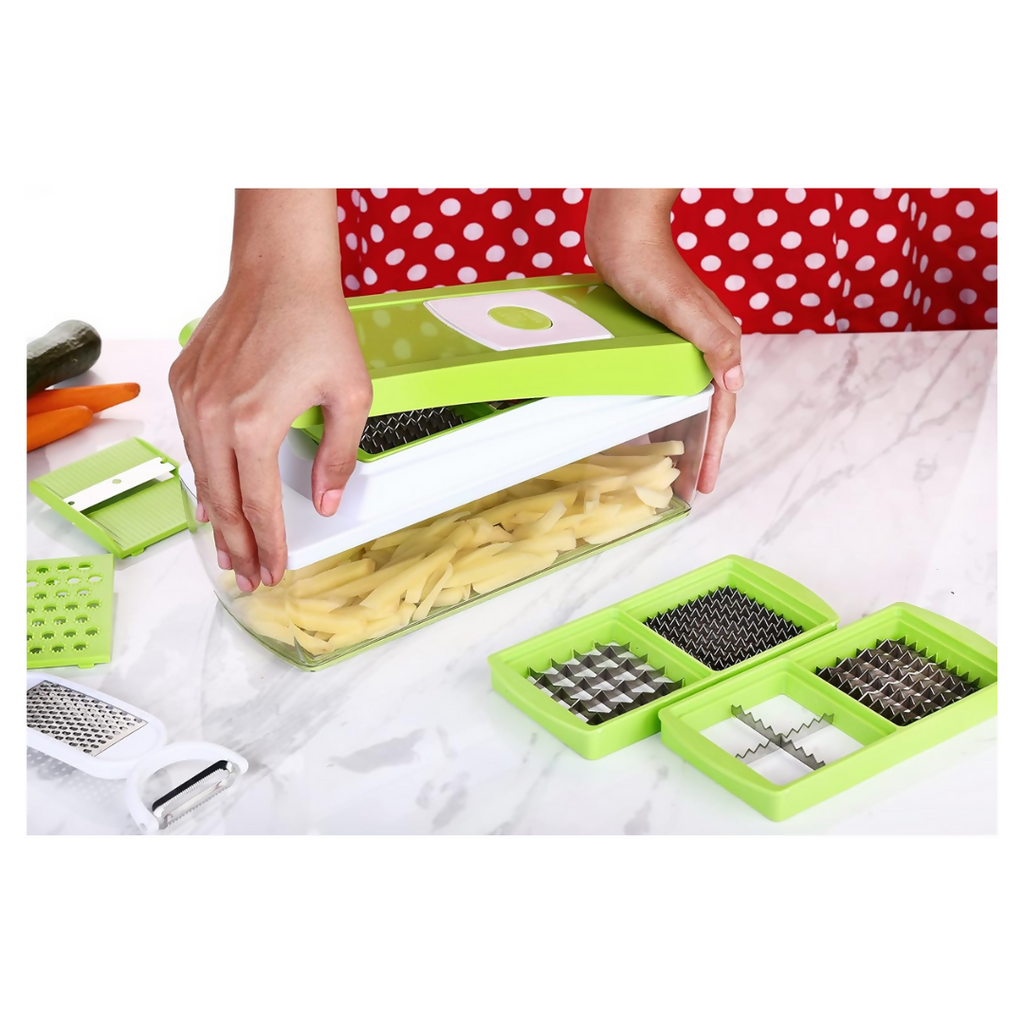 Signoraware 14 in 1 Multi-Purpose Vegetable and Fruit Chopper - Multicolour, Plastic Body