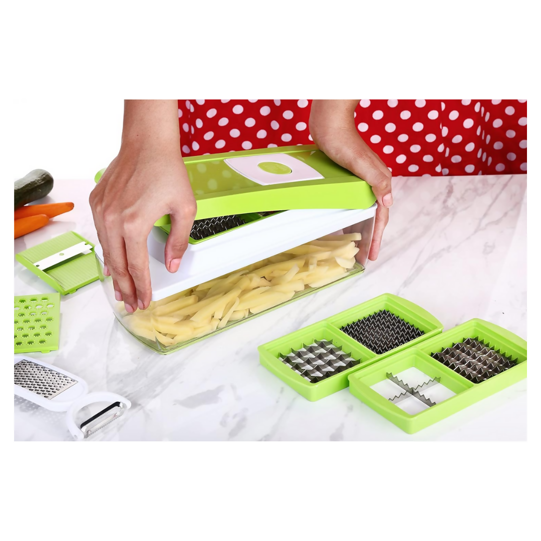 Signoraware 14 in 1 Multi-Purpose Vegetable and Fruit Chopper - Multicolour, Plastic Body