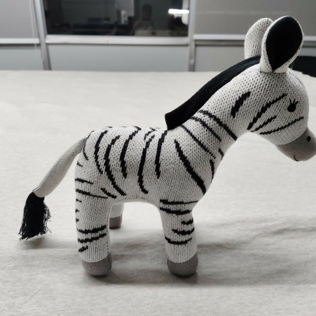 Nesta Toys Zebra Plush Toy For Kids – Snuggly Knitted Cotton Soft Toy
