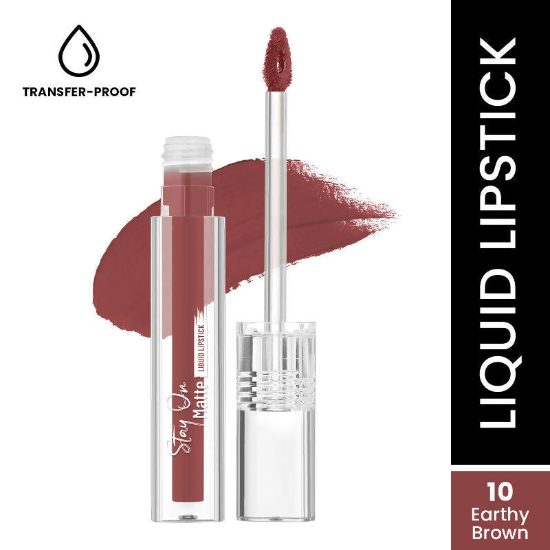 Swiss Beauty Stay On Matte Liquid Lipstick - 10 Earthy Brown