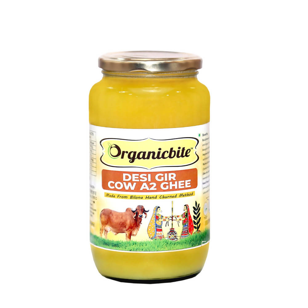 Organicbite Desi Gir Cow A2 Ghee | Vedic Bilona Method, Curd-Churned Excellence in Grass-Fed Cow Ghee,Pure & Healthy | Cow A2 Ghee