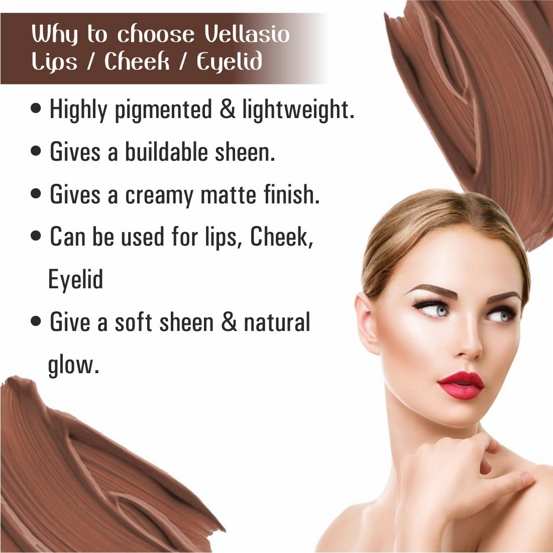 Vellasio Vegan Lip and cheek tint - Nude brown