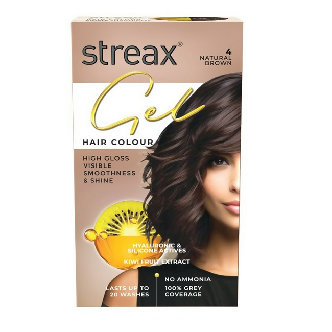 Streax Gel No Ammonia 100% Grey Coverage Hair Color - Natural Brown 4 Hover Image