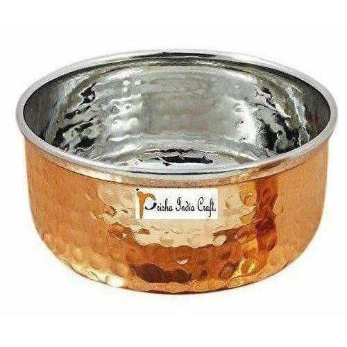 Handmade Steel Copper Serving Bowl and Spoon Set