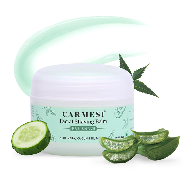 Carmesi Facial Shaving Balm for Women - 2-in-1 (Pre + Post-Shave) - Aloe Vera, Cucumber, Neem Hover Image