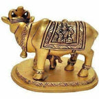 Brass Holy Kamdhenu Cow and Calf Sculpture