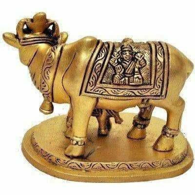 Brass Holy Kamdhenu Cow and Calf Sculpture Main Image