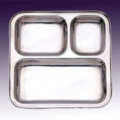 Stainless Steel 3 in 1 Plate with 3 Compartment - Set of 4 Main Image