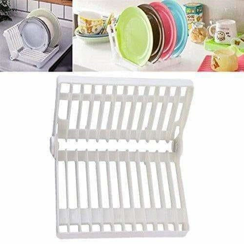 White Color - Folding Plastic Kitchen Dish Rack Stand Plate Holder - 2 Piece