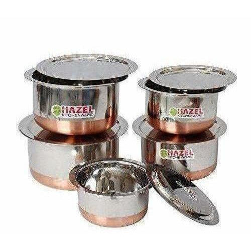 Copper Bottom Top with Lid - 5 Pcs Set - Stainless Steel Top Hover Image
