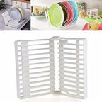 Folding Plastic Kitchen Dish Rack Stand Plate Holder for Bowls Plates - 2 Slots