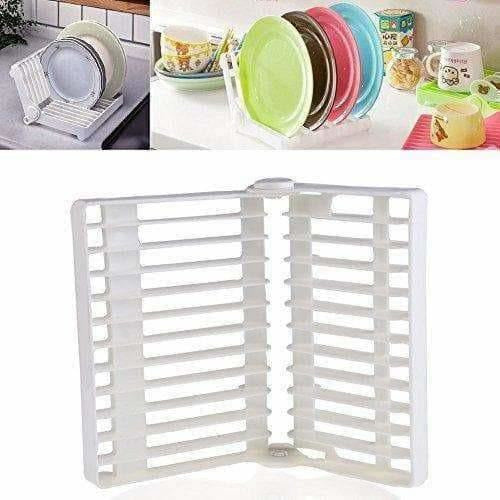 Folding Plastic Kitchen Dish Rack Stand Plate Holder for Bowls Plates - 2 Slots Main Image