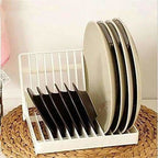 White Color - Folding Plastic Kitchen Dish Rack Stand Plate Holder - 2 Piece