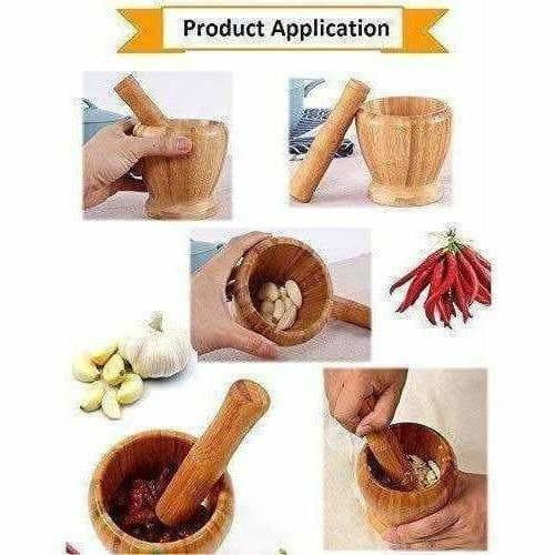 Wooden Motar Pestle Set (Brown)