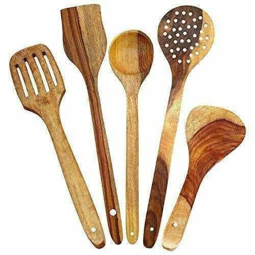 Wooden Cooking Spoon Set For Non Stick - Spatulas,Ladles & Dining Table - Kitchen Tools Hover Image