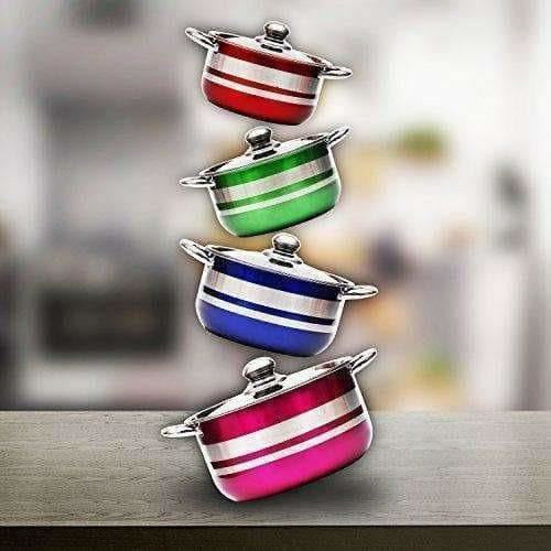 Kitchen Cooking Stainless Steel Gas Induction Cookware Set with Lid - 4 Pieces