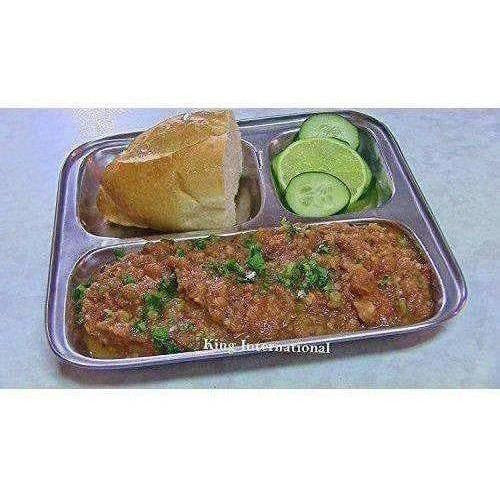 Stainless Steel 3 in 1 Plate with 3 Compartment - Set of 4