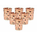 Set OF 6 Hammered Diamond Copper Glass Tumble