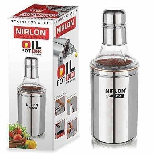 Nirlon Stainless Steel Oil Pot, 1 Litre, Silver