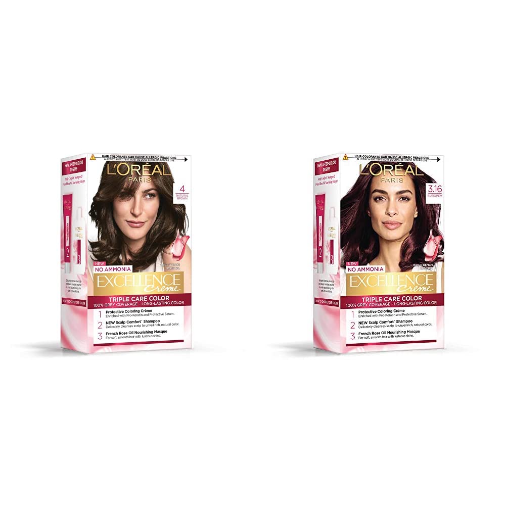 L'OREAL PARIS Excellence Creme Hair Color, 5 Light Brown/Natural Brown, 72Ml+100G And Color Protect Shampoo, 360Ml (With 10% Extra)