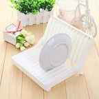 Folding Plastic Kitchen Dish Rack Stand Plate Holder for Bowls Plates - 2 Slots