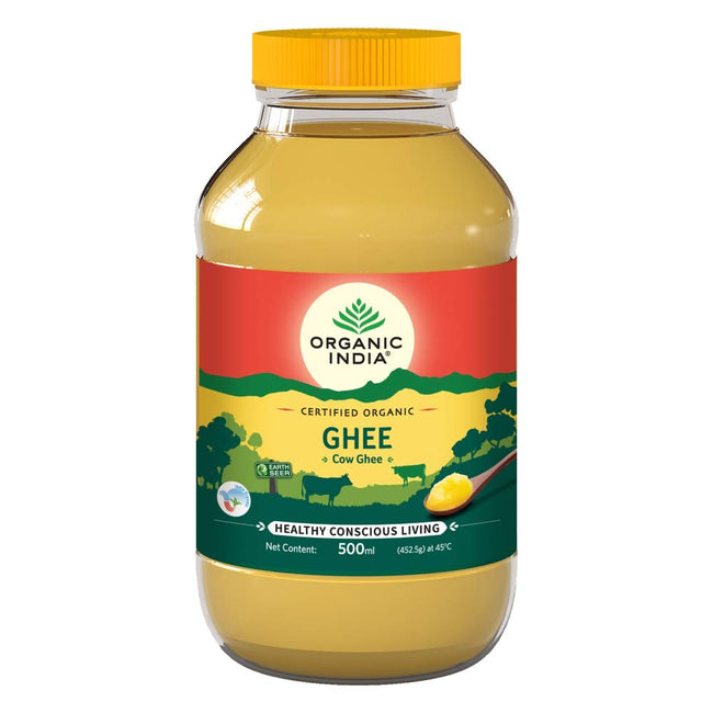 Organic India Organic Cow Ghee 500 ml Bottle | 100% Gir Cow Ghee | Vedic Bilona Method | Grassfed, Cultured, Premium & Traditional Ghee | Immunity Booster Hover Image