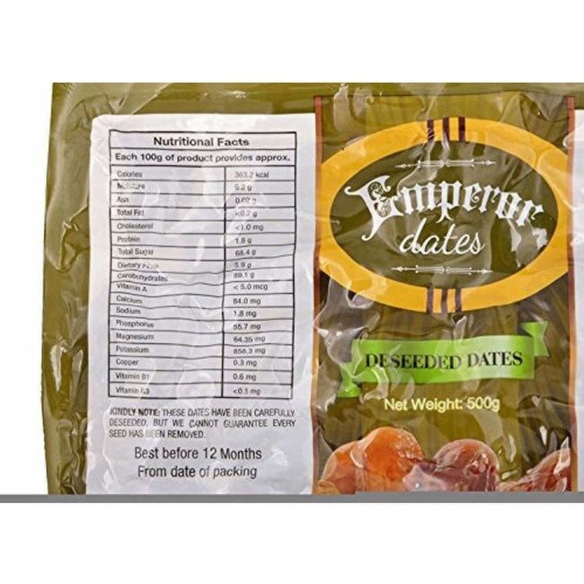 Emperor Seedless Dates - Deseeded  500g Pouch Main Image