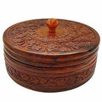 Handcrafted Wooden Box Pot Serving Bowl with Lid