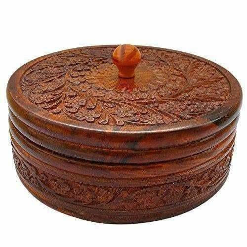 Handcrafted Wooden Box Pot Serving Bowl with Lid