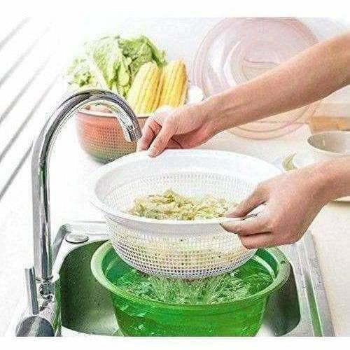 Multipurpose Double Layer Plastic Sieve Drainer Bowl