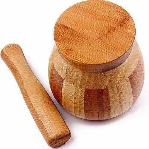 Wooden Motar Pestle Set (Brown)