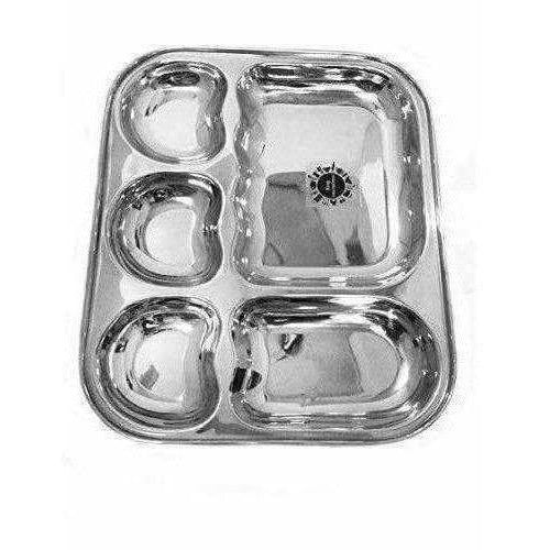 Stainless Steel 5 in 1  Compartment Dinner Plate Set of 2