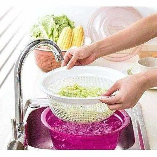 Multipurpose Double Layer Plastic Sieve Drainer Bowl