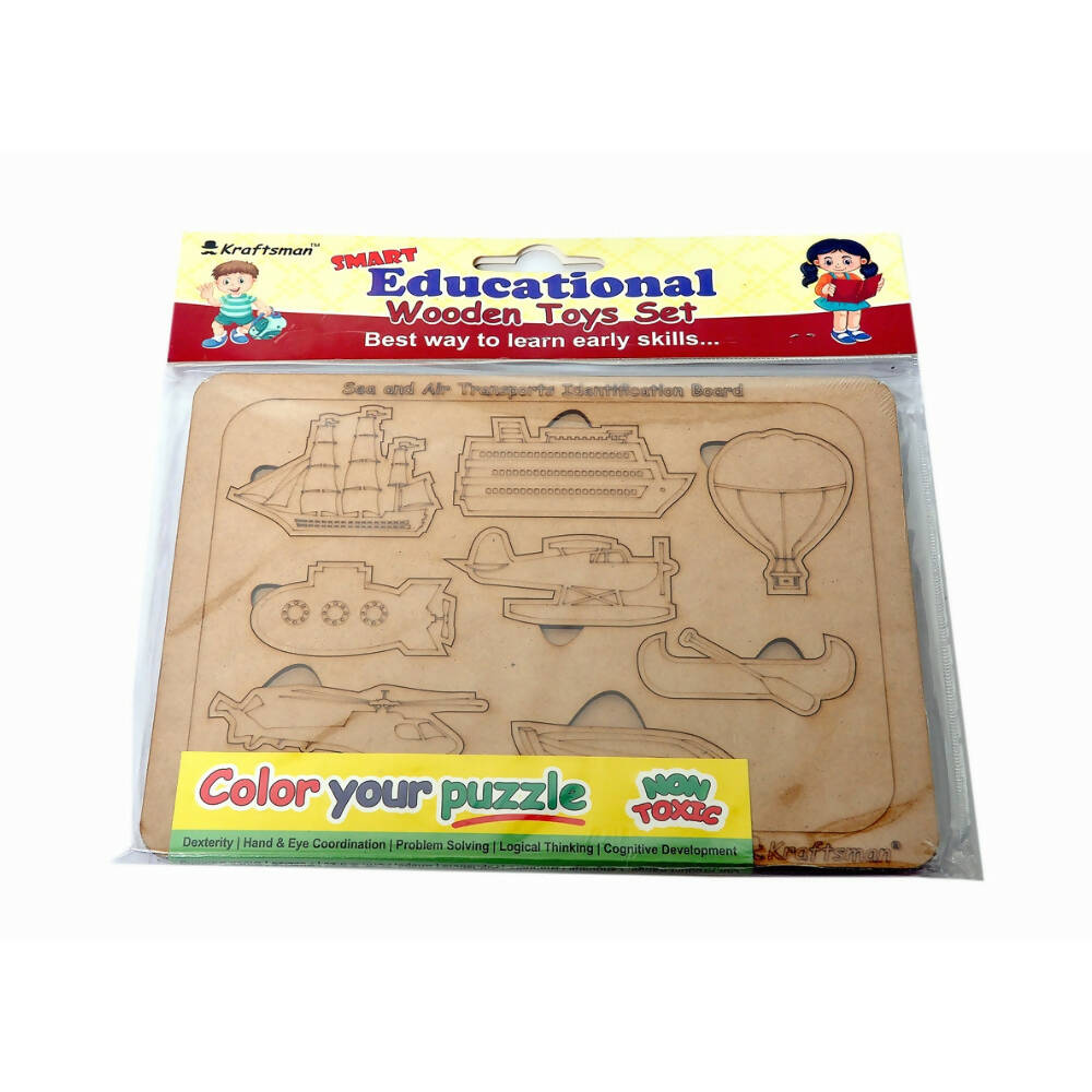 Kraftsman Sea And Air Transport Vehicles Identification Puzzle Board with Color Kit included