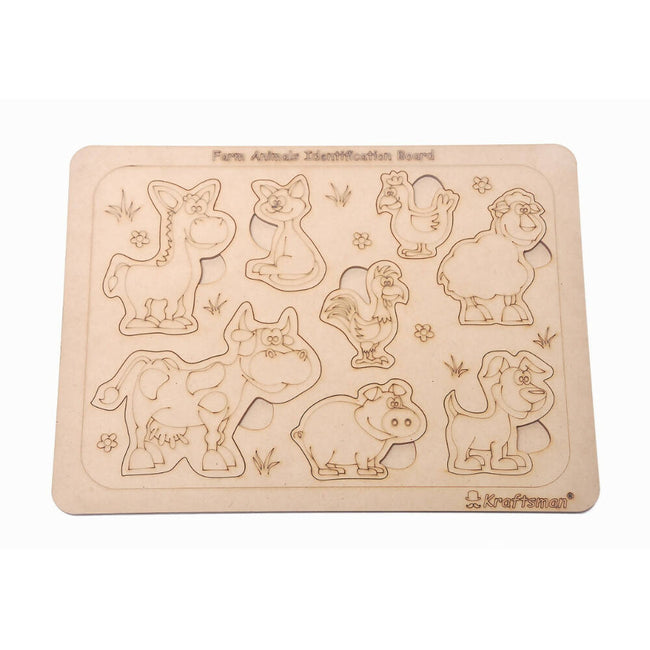 Kraftsman Farm Animals Identification Puzzle Board With Color Kit Included Main Image
