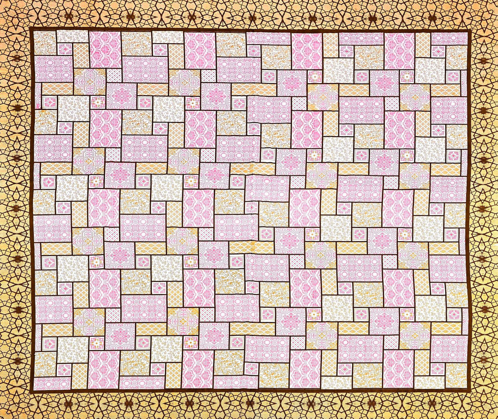 Yellow Brown Ethnic Motifs Cotton 300TC King Bedsheet With 2 Zipper Pillow Covers - Super King Size by House of Ree