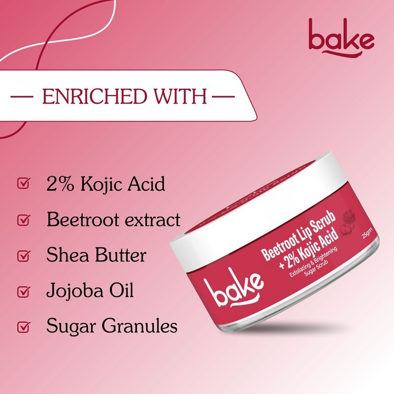 Bake 2% Kojic Acid Beetroot Lip Scrub For Dark Lips & Pigmentation