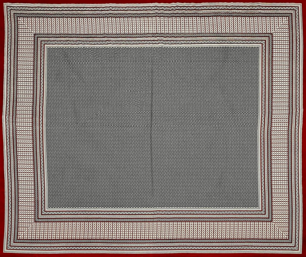 Red Brown Handblock Printed Cotton 200TC King Bedsheet With 2 Zipper Pillow Covers - King Size by House of Ree