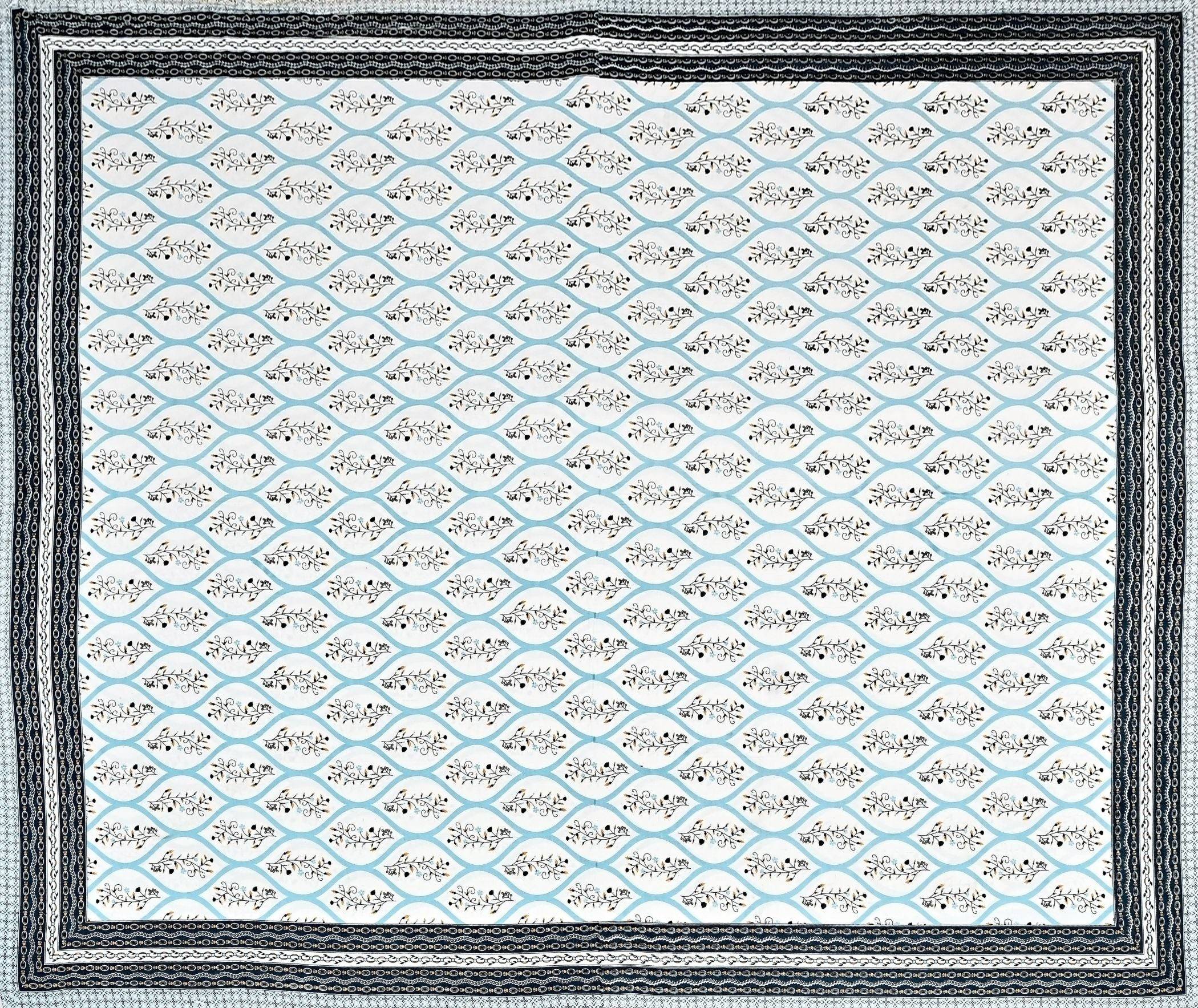 Yellow White Ethnic Motifs Cotton 200TC King Bedsheet With 2 Zipper Pillow Covers - King Size by House of Ree