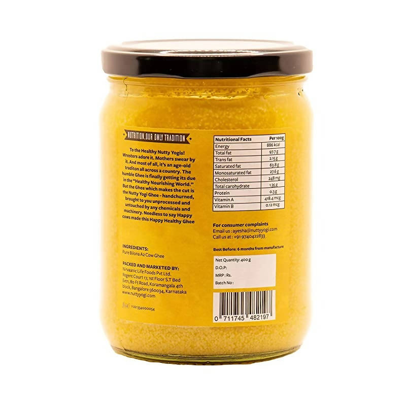 Nutty Yogi Pure Bilona A2 Cow Ghee | 100% Pure and Premium | Cultured Desi Cow Ghee From A2 Milk