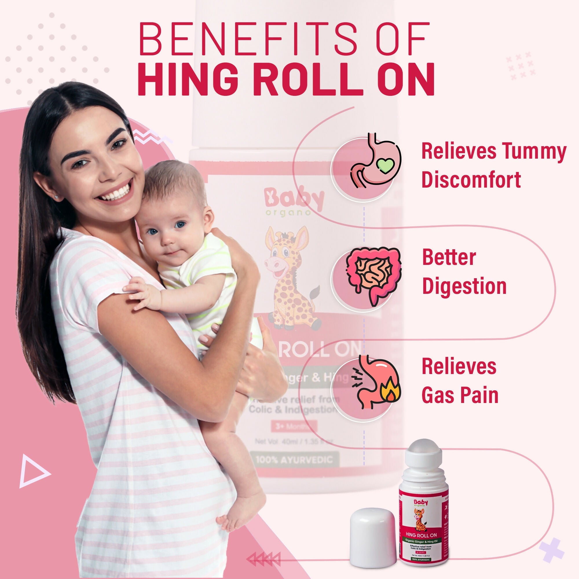 Babyorgano Hing Roll On and Natural Cold Relief Roll On Combo