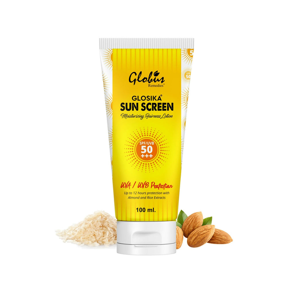 Globus Remedies Glosika Sunscreen Lotion, SPF 50 PA+++ Up to 12 hrs Protection