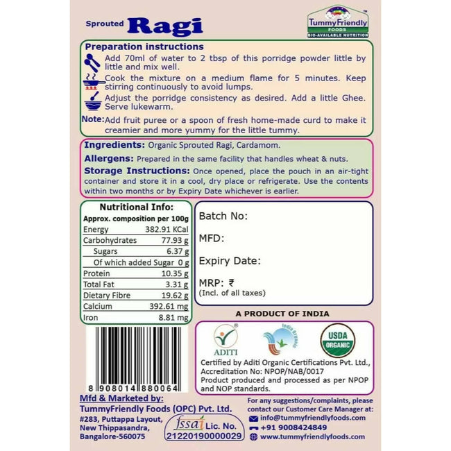 TummyFriendly Foods Certified Ragi Porridge Mixes - Stage1, Stage2, Stage3 Main Image