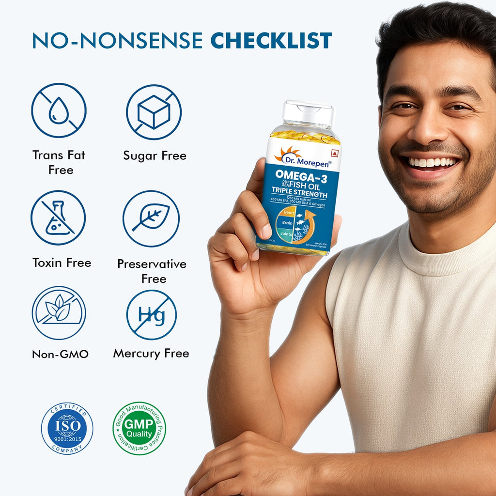 Dr. Morepen Omega-3 1250Mg Deep Sea Fish Oil Triple Strength Softgel Capsules